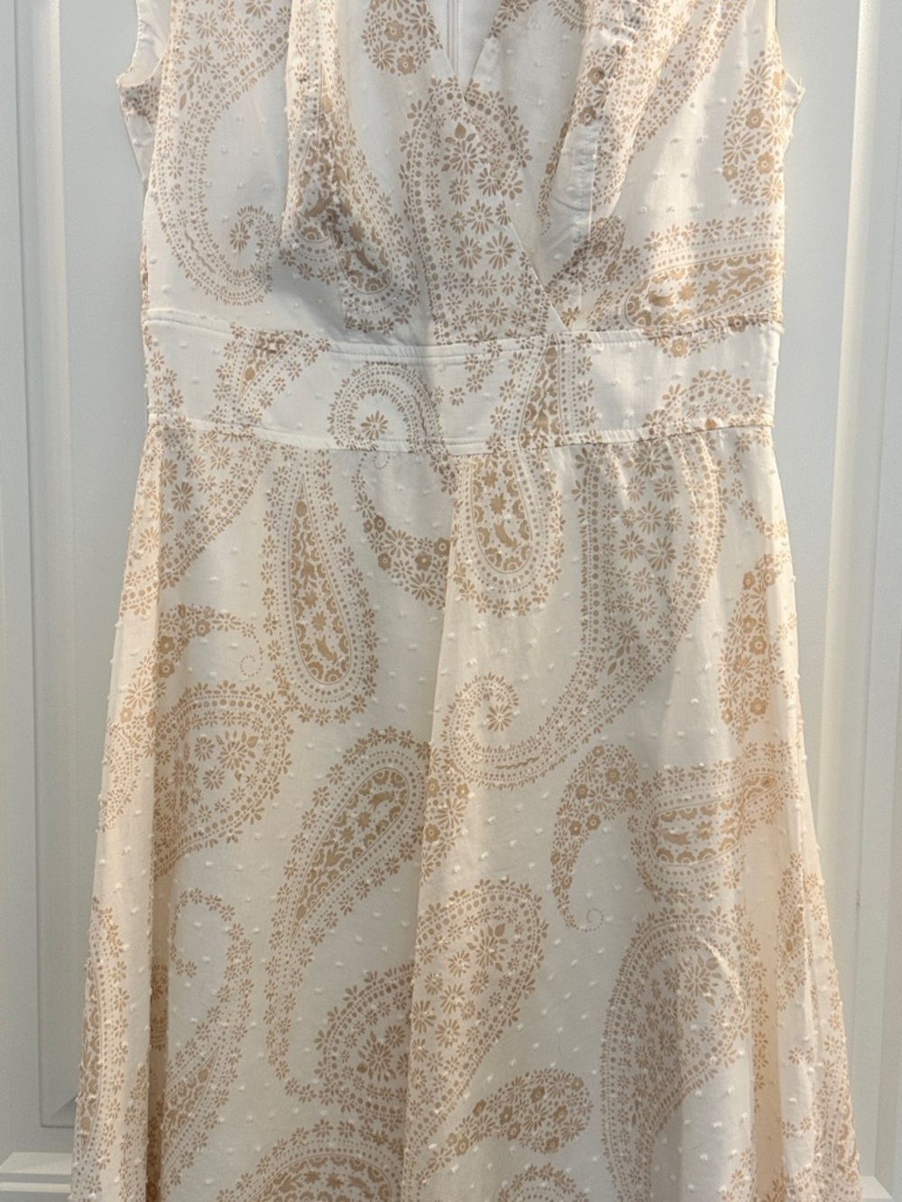 Tommy Hilfiger Dress Womens 2 Ivory Beige Paisley Fit Flare Sleeveless